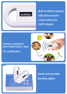 Fofia Handheld Plastic Animal Microchip RFID Kaartlezer PT160 134.2kHz OLED Scherm USB Lithium Batterij CE Gecertificeerd ISO 5-10cm