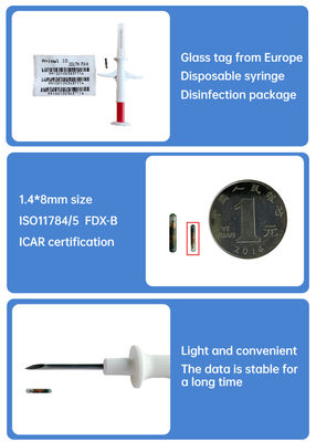 ICAR gecertificeerd Een nieuwe generatie van gesteriliseerde injectiespuit identificatie microchip voor alle soorten dieren ZS007