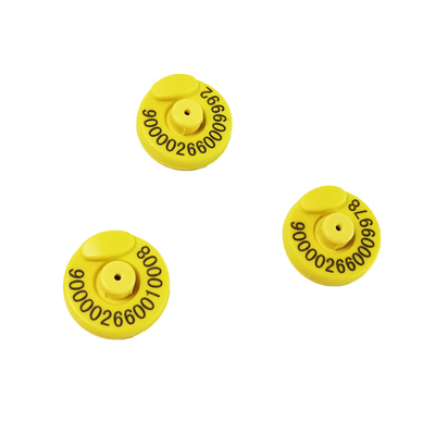 Gele RFID-oortekening voor ET907 Diameter 30,5 mm ± 0,5 mm ISO11784/5 FDX-B