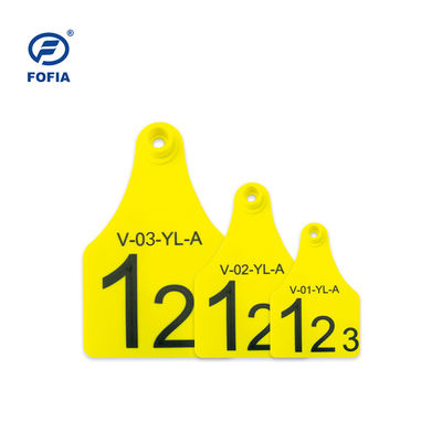 RFID Oorlabel Visuele Label Mini / Midden / Grote Maat Laserprint Ondersteuning 134.2 Khz Geel Of Andere 8 Kleuren Beschikbaar
