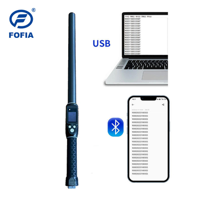 Custom ISO FDX-B HDX 30.000 Records Handheld Stick RFID Reader Voor vee Vee Oordopjes Microchip Long Range Plastic