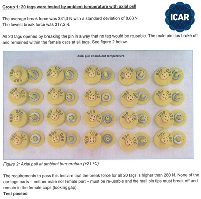 ISO11784/5 Ongedeelde ICAR Code RFID Oorlabel voor Dierenidentificatie met BLE Lezer en VOLLEDIGE ICAR ET908 Ronde Ondersteuning