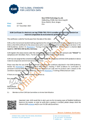 FULL ICAR ET908 Circulaire oorplaat voor dieridentificatie met ondersteuning voor BLE-lezer ISO11784/5 Ongedeelde ICAR-code