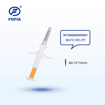 ISO-transponder microchip voor identificatie van huisdieren en temperatuurmeting met temperatuursensor en FOFIA-patentchip