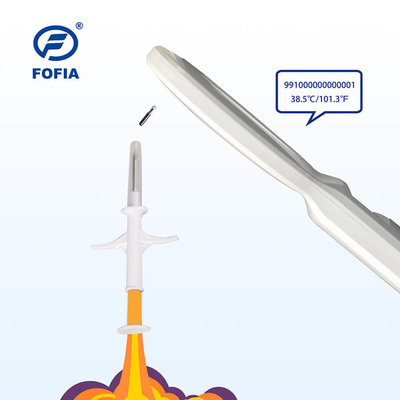 ISO-transponder microchip voor identificatie van huisdieren en temperatuurmeting met temperatuursensor en FOFIA-patentchip