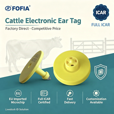 Duurzame elektronische oorplaat voor veehouderij Identificatie en tracking van vee met ICAR-certificering