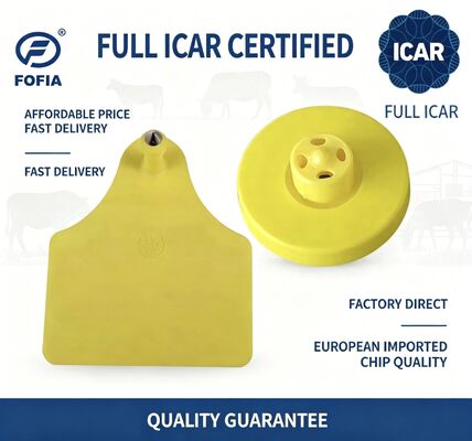 Volledige ICAR ET908+T905 Waterdicht RFID TPU Geel dier-oor-tags FDX-B 134.2Khz EM4305 Chips runderen