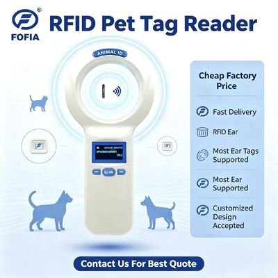 Duurzame plastic PT200 RFID handheld reader met 128x64 OLED-scherm ISO11784/5 Protocol Long Range Reading voor huisdieren en boerderij gebruik