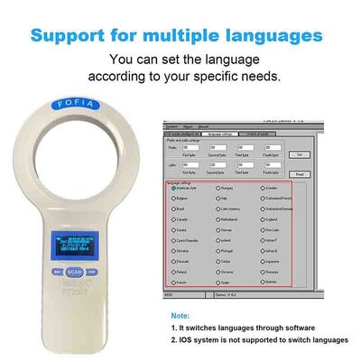 Duurzame plastic PT200 RFID handheld reader met 128x64 OLED-scherm ISO11784/5 Protocol Long Range Reading voor huisdieren en boerderij gebruik