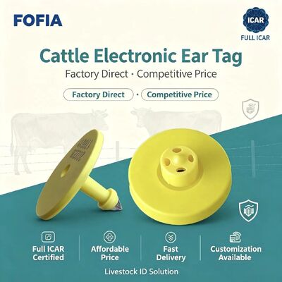 Nieuwe Volledige ICAR Waterdichte RFID TPU Geel Dier Oormerken 14.5mm EM4305 Chips 5 Jaar Garantie Fofia Boerderij gebruik