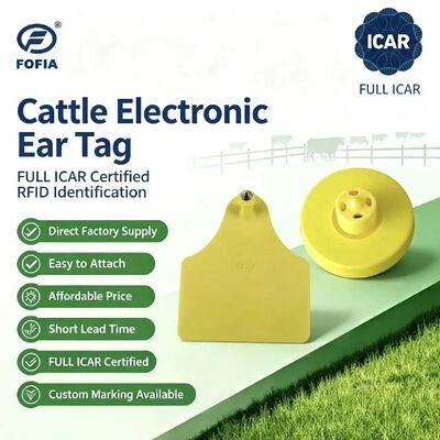 FOFIA Nieuwe Full ICAR Duurzame waterdichte RFID TPU Geel dier oor tags ET908+T905 EM4305 Chips 5 jaar garantie runderen 14,5 mm