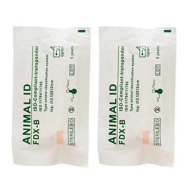 Fofia RFID 134.2kHz ICAR Gecertificeerde Split Type Dierlijke ID Microchip 2.12*12mm Model ZS005 Waterdicht Materiaal Nieuw 1.5 Jaar