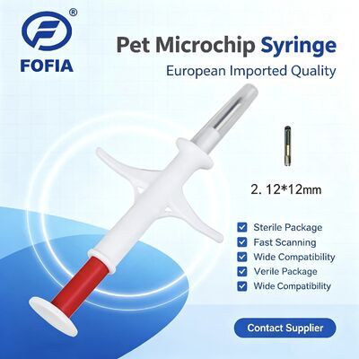 Fofia 2026 Nieuw Hete Verkoop RFID 134.2kHz PP Materiaal Dier ID Microchip Waterdichte Boerderij Gebruik Huisdier Injectie 1.5 Jaar RFID Oormerk