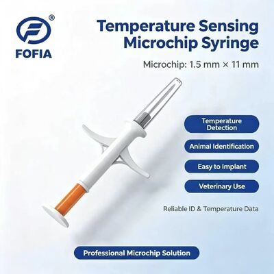 ICAR gecertificeerd Fofia Nieuwe temperatuurgevoelige microchip RFID PP Animal ID Waterdicht voor honden en katten Huisdieren 1,5 jaar garantie