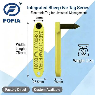 Nieuw Fofia HDX Hittebestendig Geïntegreerd Anti-Verlies TPU Laser-Gecodeerd Elektronisch ET969 Geel Schapen RFID Oormerk 1.5