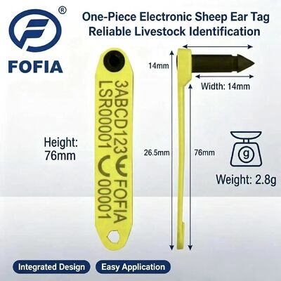 Fofia HDX ET969 Nieuw Hittebestendig Anti-Verlies Geel TPU Schapen Oormerk RFID Chip Dieren Tracking 1.5 Jaar