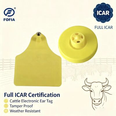 FOFIA Nieuwe Full ICAR Duurzame waterdichte RFID TPU Gele Oortekens LF ET908+T905 Farm Chips 5-jarige garantie Runder 14,5 mm