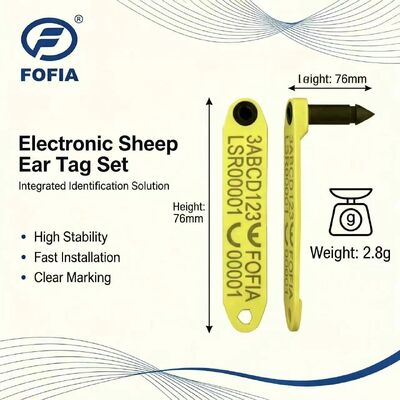 Nieuw Fofia Hittebestendig Geïntegreerd Anti-verlies Elektronisch ET969 Geel Schapen RFID Oormerk TPU Materiaal RF Dier