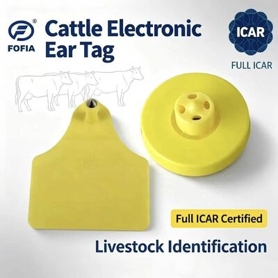 Nieuwe FOFIA Full ICAR LF Duurzame waterdichte RFID TPU Gele koe Varkens Schaap Oord Tags ET908+T905 EM4305 Chips 5 Jaar Garantie 14,5mm