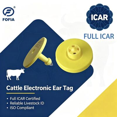 Nieuwe Full ICAR ET908+T901 Waterdicht RFID LF TPU Geel Huisdier Oor Tags 14.5mm Runder Chips 5 Jaar Garantie Rinder