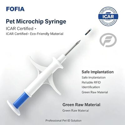 FOFIA ZS007 ICAR Gecertificeerde 134.2kHz RFID Dierlijke Microchip FDX/EM4305 IP67 Waterdicht Wit PP 1.4x8mm Hond Kat Konijn Vee Nieuw
