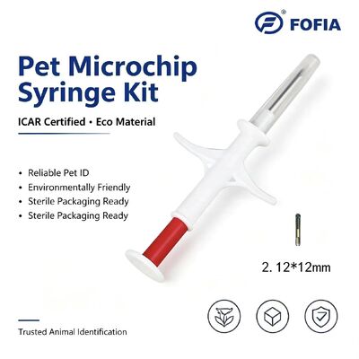 Waterdicht Fofia Nieuw ICAR gecertificeerd RFID 134.2kHz PP Animal ID Microchip Waterdicht voor huisdieren 1,5 jaar garantie Kattenhondgebruik