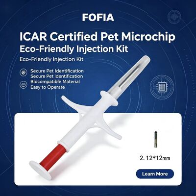 Waterproof Fofia Nieuwe Hot Selling RFID 134.2kHz PP Materiaal Hond ID Microchip Agrarisch Gebruik Huisdier Injectie 1.5 Jaar Oormerk Blauw Model