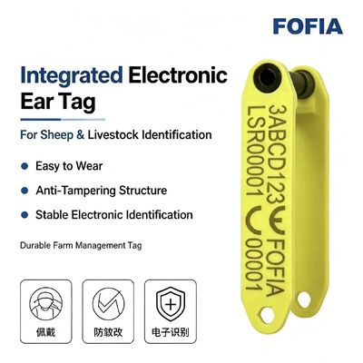 Fofia HDX ET969 Nieuw Hittebestendig Anti-Verlies Geel TPU Laser-Gecodeerd Schapen Oormerk RFID Chip Dieren Tracking