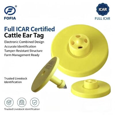 Nieuwe Fofia Full ICAR ET908+T901 Waterdicht RFID LF TPU Geel dier oortags 14,5mm Runder Chips 5 jaar garantie 0,01g