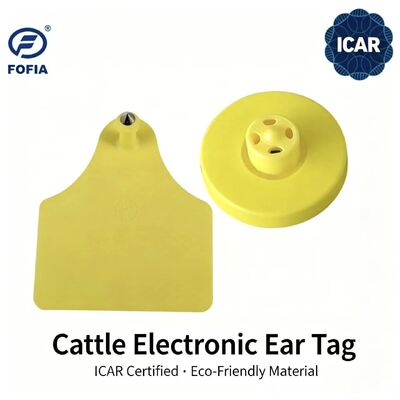 New FOFIA Full ICAR LF Durable Waterproof RFID TPU Yellow Cattle Ear Tags ET908+T905 EM4305 Chips 5 Year Warranty 14.5mm