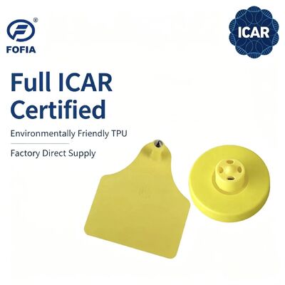 FOFIA Nieuwe Volledige ICAR Duurzame Waterdichte RFID LF TPU Gele Oormerken ET908+T905 EM4305 Chips 5 Jaar Garantie Vee 14.5mm