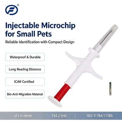 RFID Injecteerbare Dierlijke Microchip 134.2 kHz FDX EM4305 1.4 X 8 mm IP67 Waterdichte ICAR Gecertificeerde Huisdier Identificatie Tag