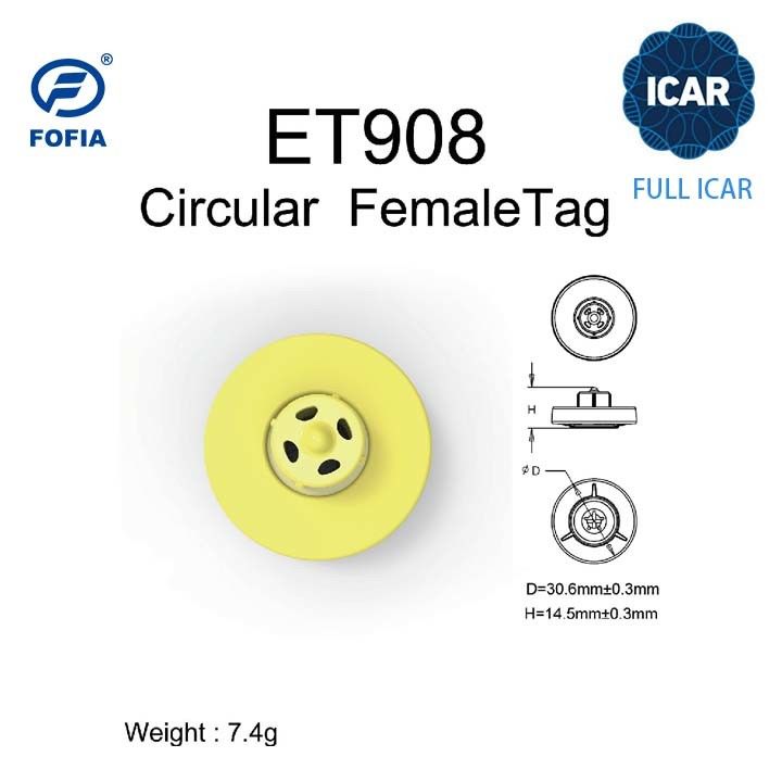 Nieuwe Fofia Full ICAR ET908 Runder RFID LF Oortekens TPU Materiaal 350N Spanning 5 Jaar Garantie ISO11784/5 Naleving Boerderijgebruik