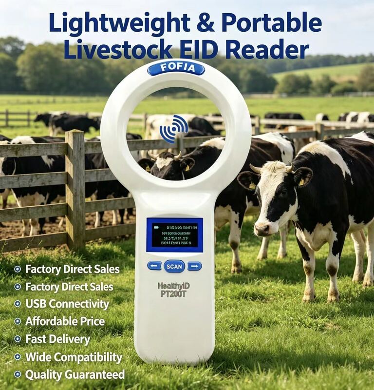 Draagbare RFID-microchipscanner met oplaadbare lithiumbatterij voor snelle dieridentificatie en veterinair traceren