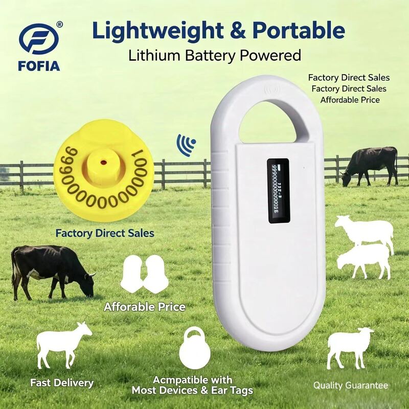 Animal Microchip Scanner met ondersteuning voor microchip- en temperatuurgegevenslezen, compatibel met HT001-temperatuurchips