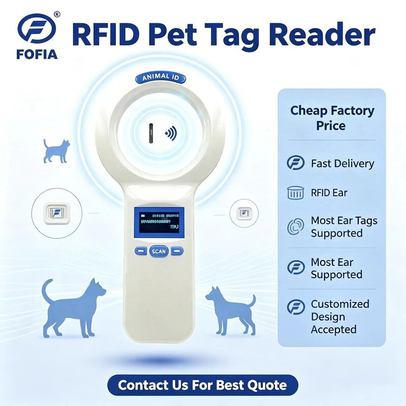 Duurzame plastic PT200 RFID handheld reader met 128x64 OLED-scherm ISO11784/5 Protocol Long Range Reading voor huisdieren en boerderij gebruik