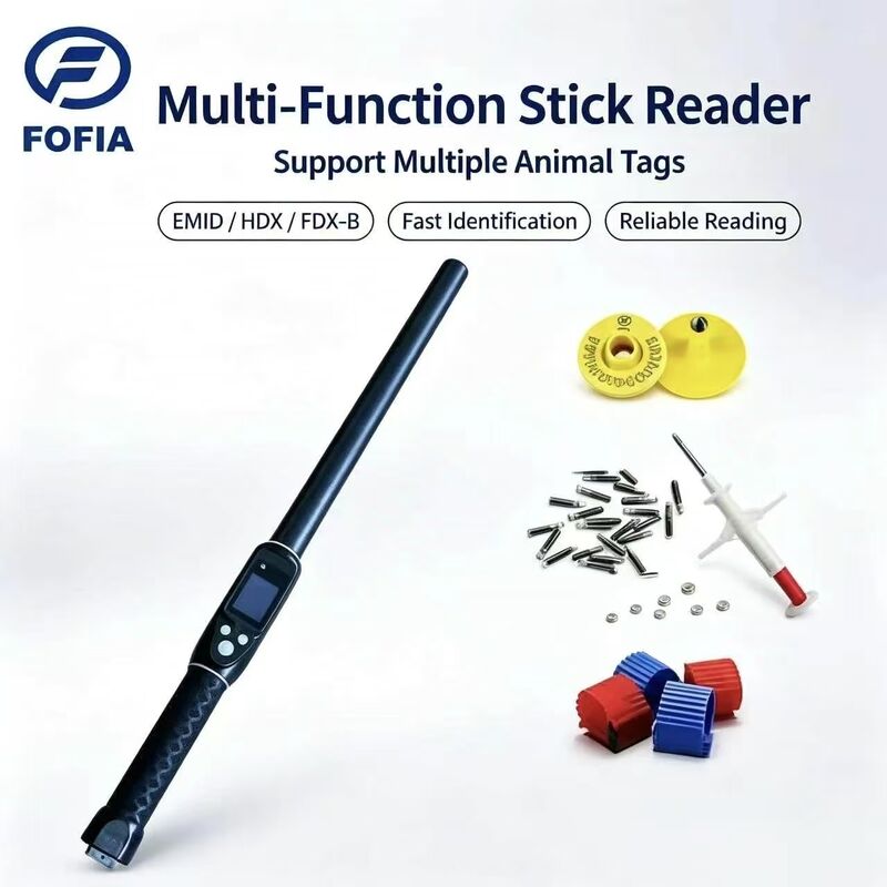 FOFIA Waterdichte Lange Afstand 134.2kHz RFID Oorlabel Lezer ISO11784/5 Protocol 30-100cm Leesafstand PVC Materiaal voor Boerderij
