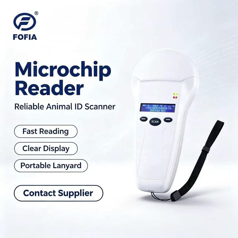 Duurzame FOFIA PT580 RFID Handheld Reader 125kHz/134.2kHz ISO11784/5 128x32 OLED Scherm 10-20m Leerafstand USB/voor huisdieren