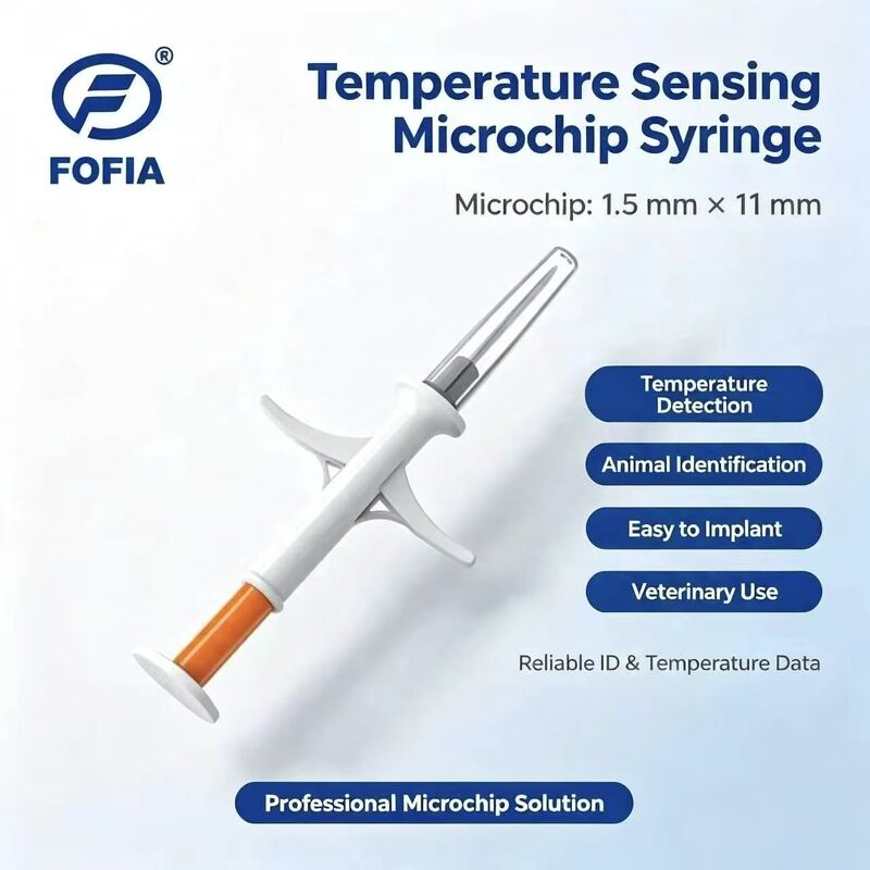 ICAR gecertificeerd Fofia Nieuwe temperatuurgevoelige microchip RFID PP Animal ID Waterdicht voor honden en katten Huisdieren 1,5 jaar garantie