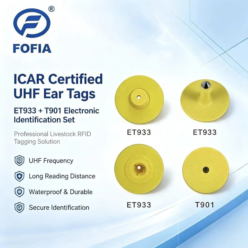 Nieuwe UHF Electronic Waterproof RFID TPU 5.7mm Gele dierlijke oortags ET933+T901 Chips 5 jaar garantie Fofia Beestegebruik
