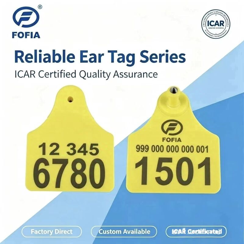 ICAR T904+T905 Combinatie Dieren Oormerk Nieuwe Hoge Kwaliteit RFID Plastic TPU 70*57mm Laser Codering 3 Jaar Garantie Dieren Tracking