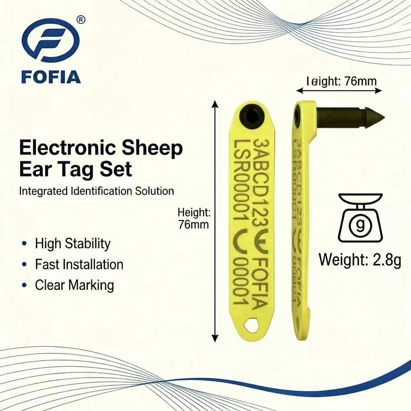 Nieuw Fofia Hittebestendig Geïntegreerd Anti-verlies Elektronisch ET969 Geel Schapen RFID Oormerk TPU Materiaal RF Dier