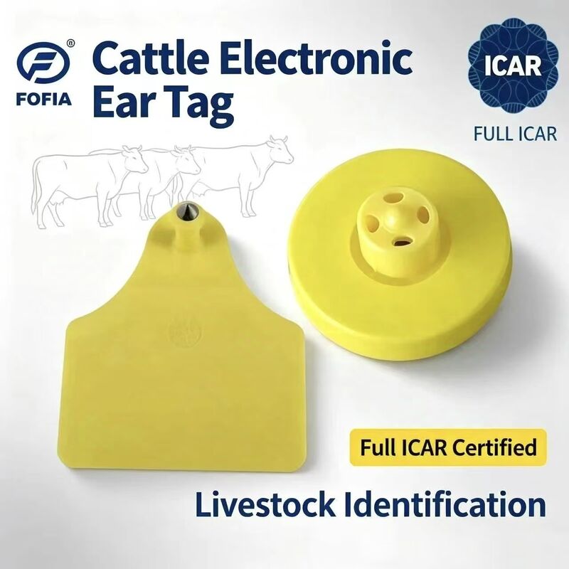 Nieuwe FOFIA Full ICAR LF Duurzame waterdichte RFID TPU Gele koe Varkens Schaap Oord Tags ET908+T905 EM4305 Chips 5 Jaar Garantie 14,5mm