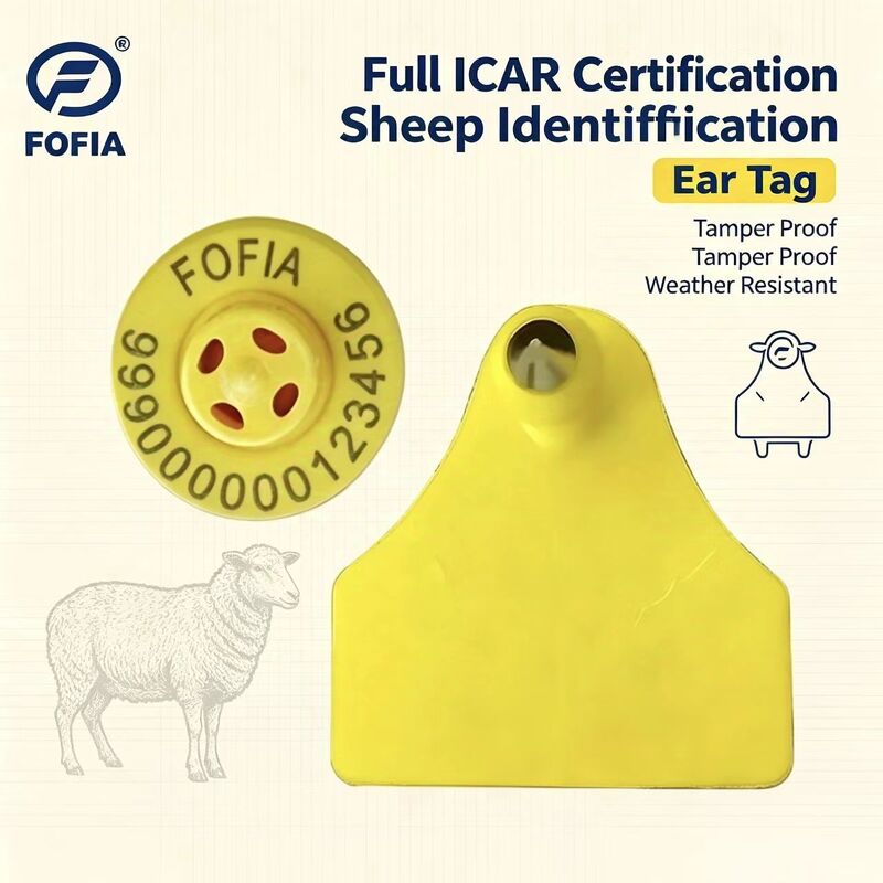 Fofia ET957+T967 Schapen Geiten Combinatie Elektronisch Dieren Tracker Oormerk Nieuwe Hoge Kwaliteit RFID TPU Laser Codering 3 Jaar