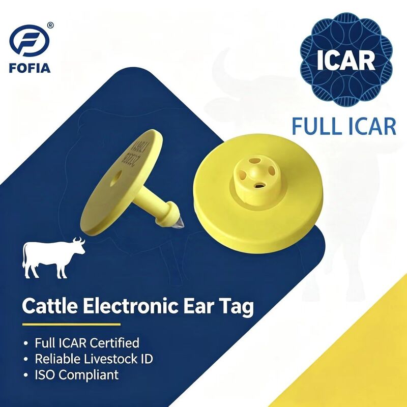 Nieuwe Full ICAR ET908+T901 Waterdicht RFID LF TPU Geel Huisdier Oor Tags 14.5mm Runder Chips 5 Jaar Garantie Rinder