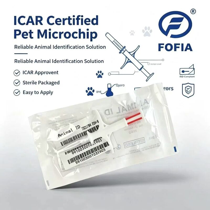 Duurzame Fofia Nieuwe Hete Verkoop RFID 134.2kHz PP Materiaal Hond ID Microchip Waterdichte Boerderij Gebruik Huisdier Injectie 1.5 Jaar Oorlabel