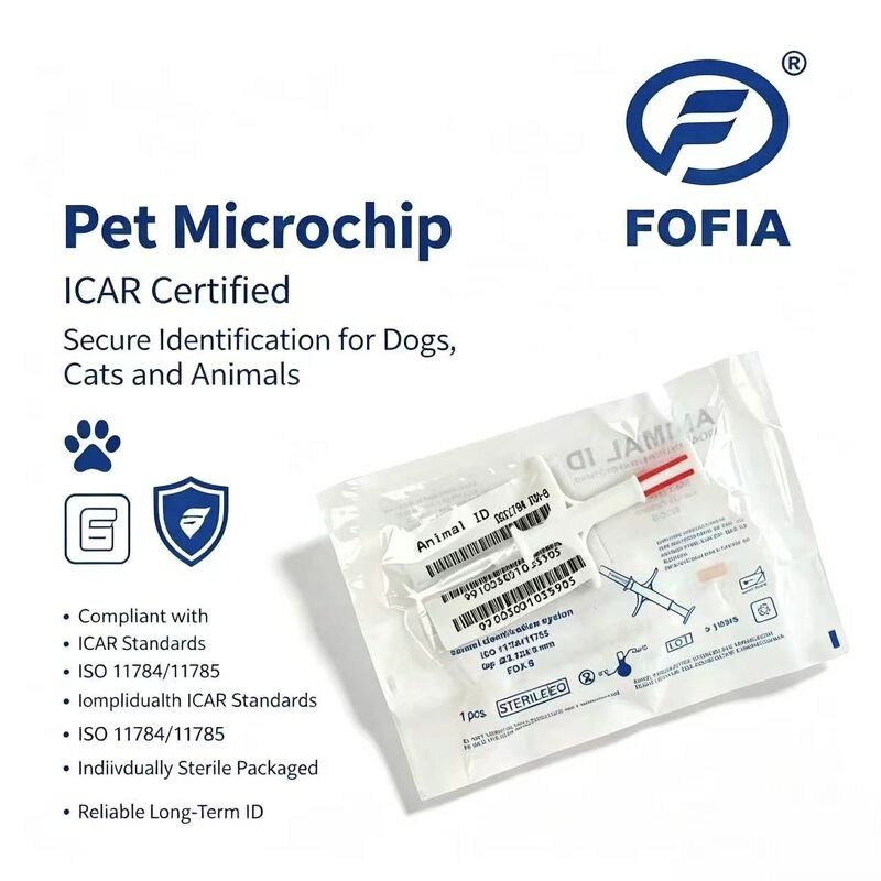 Waterproof Fofia Nieuwe Hot Selling RFID 134.2kHz PP Materiaal Hond ID Microchip Waterdichte Boerderij Gebruik Huisdier Injectie 1.5 Jaar Oormerk