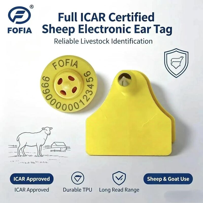 Fofia ET957+T967 Schapen Geiten Vee Combinatie Elektronisch Boerderij Tracking Oormerk Nieuwe Hoge Kwaliteit RFID TPU Laser Codering 3
