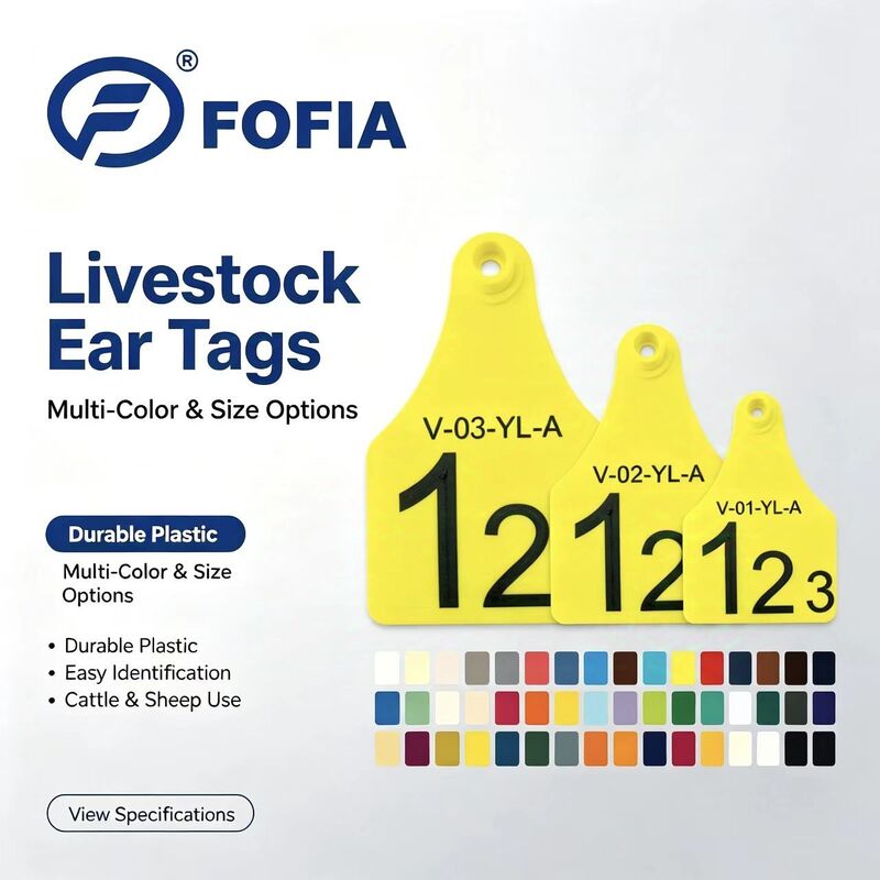 Waterdichte FOFIA Nieuwe Plastic Koe Oormerken Boerderij Gebruik Rundvee Oormerken met Nummer Dieren Tracking Chip