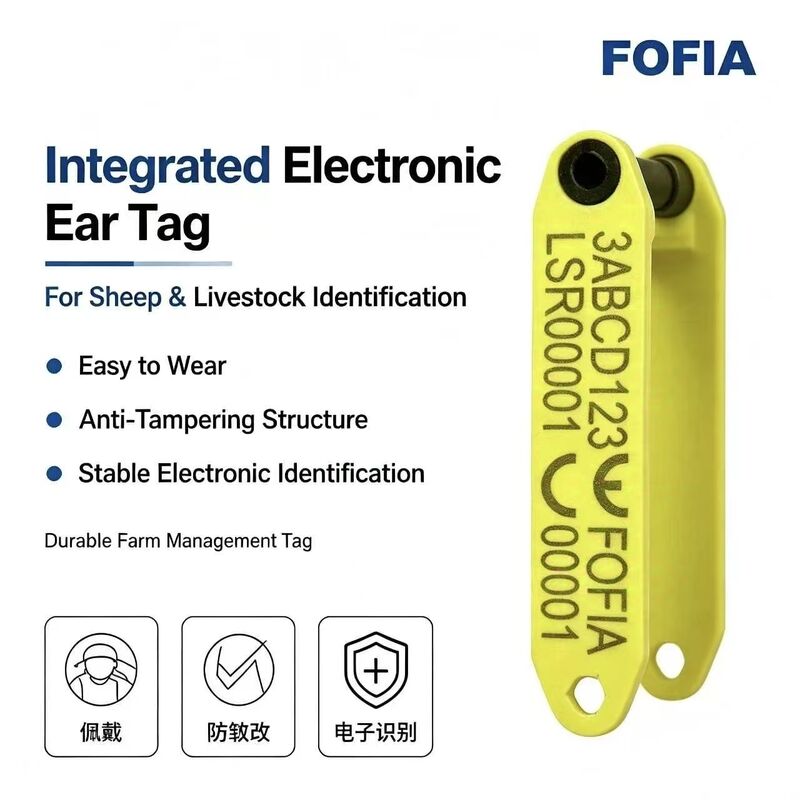 Fofia HDX ET969 Nieuw Hittebestendig Anti-Verlies Geel TPU Laser-Gecodeerd Schapen Oormerk RFID Chip Dieren Tracking